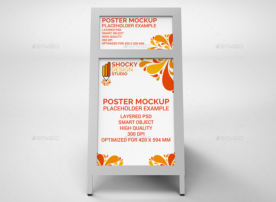 Sidewalk Poster Sign Mockup, Graphics GraphicRiver